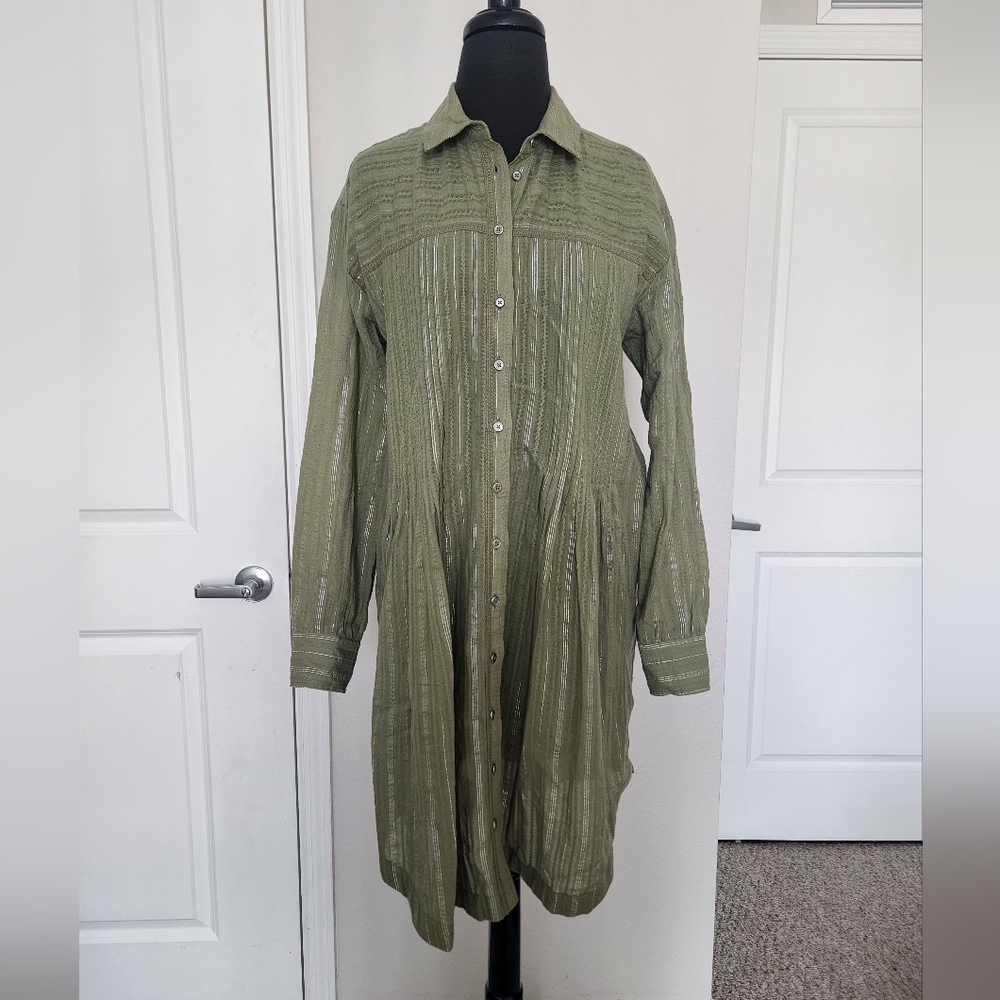 Olive Green Button-Up Top